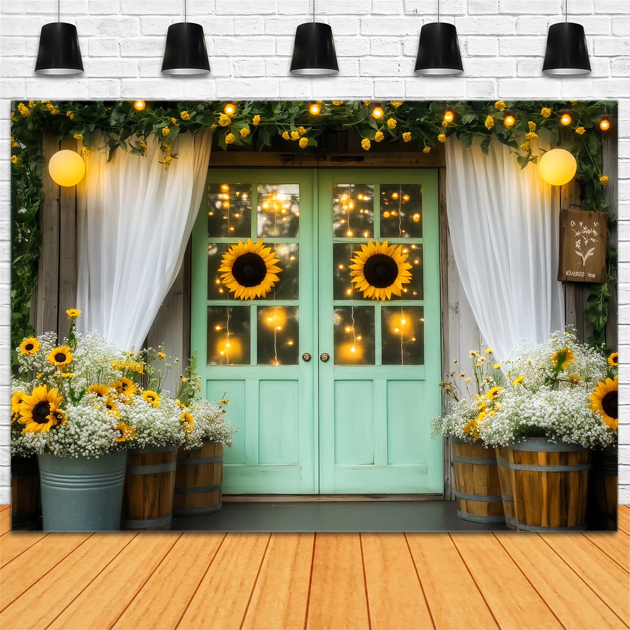 Toile de fond Automne Tournesols Dorés Lanternes Entrée LXX59-265