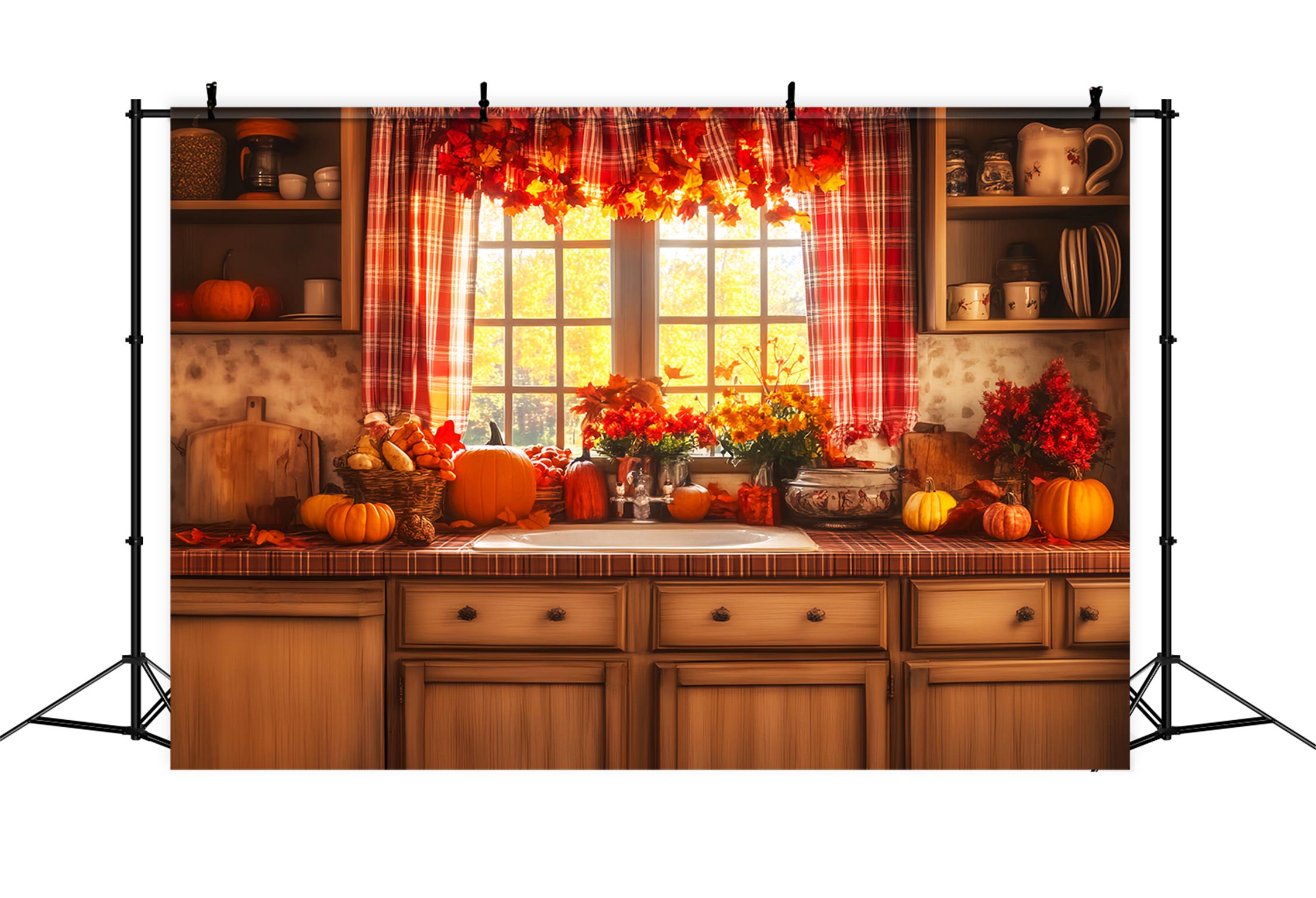 Toile de fond Deco Automne Cuisine Fenêtre Confort Automne LXX59-269
