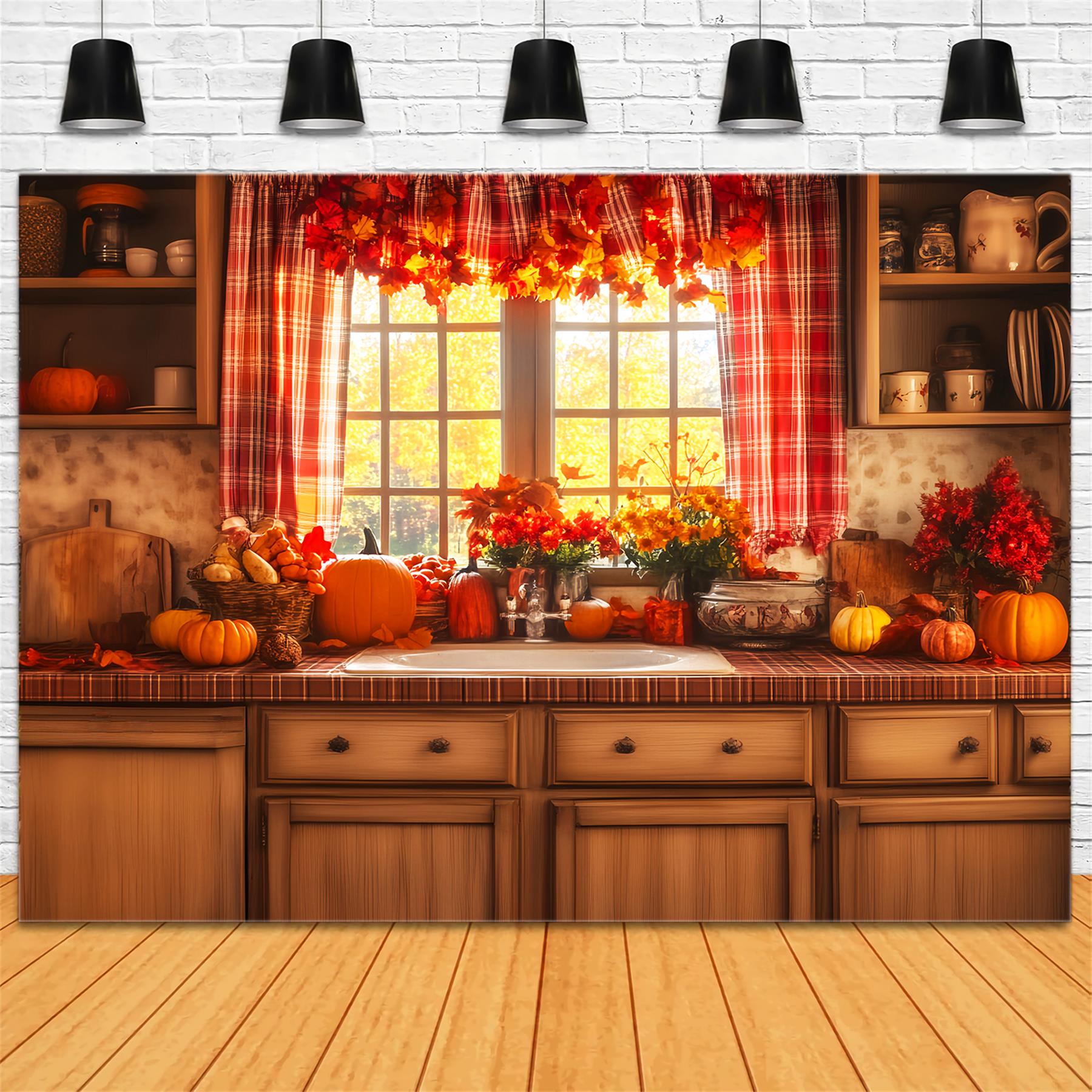 Toile de fond Deco Automne Cuisine Fenêtre Confort Automne LXX59-269