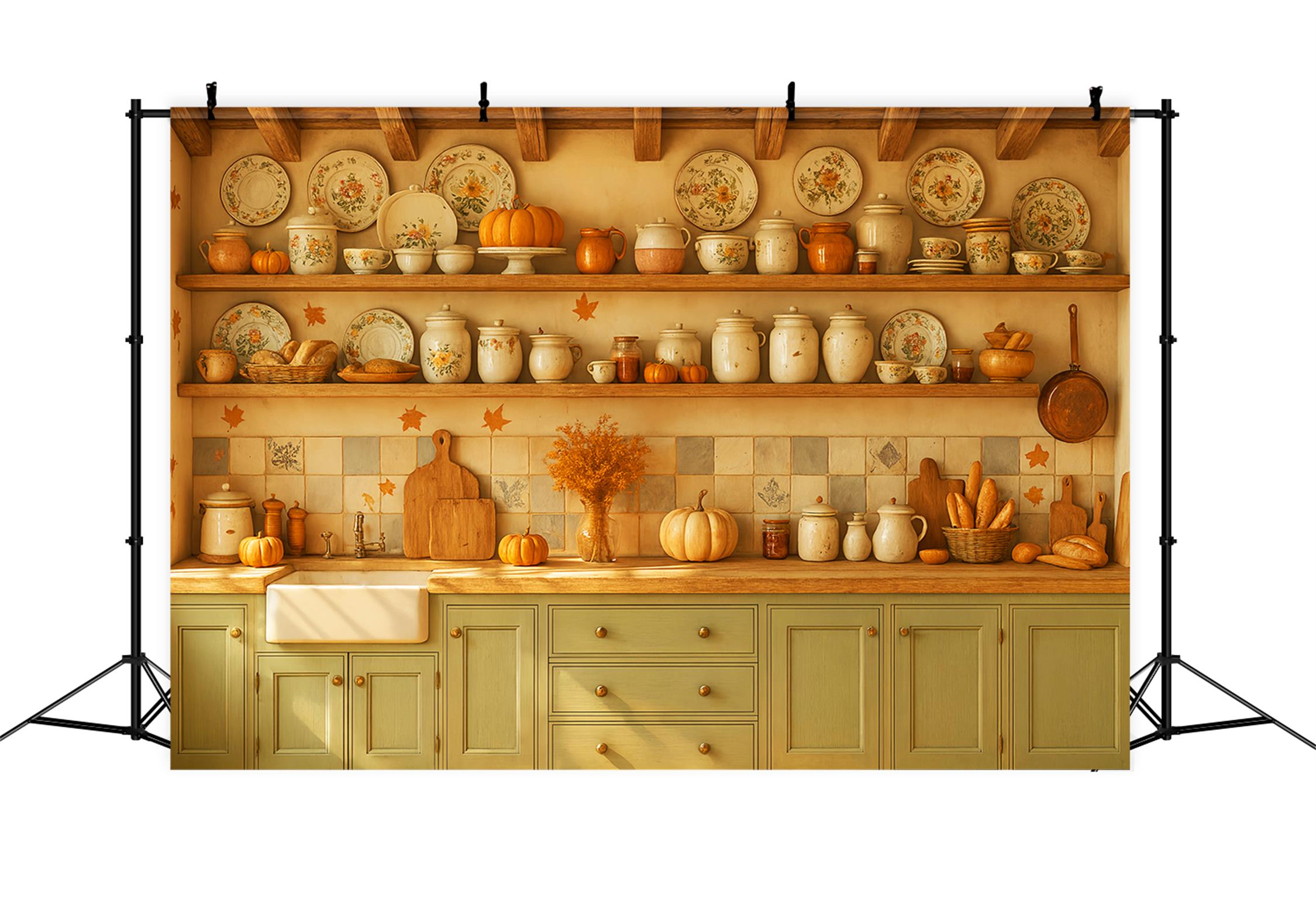 Toile de fond Photo Automne Cuisine Vintage Mise en Place LXX59-270