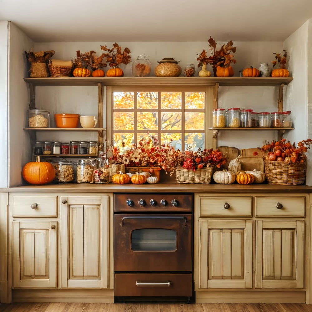 Toile de fond Photo Automne Cuisine Fenêtre Confort Décor LXX59-272