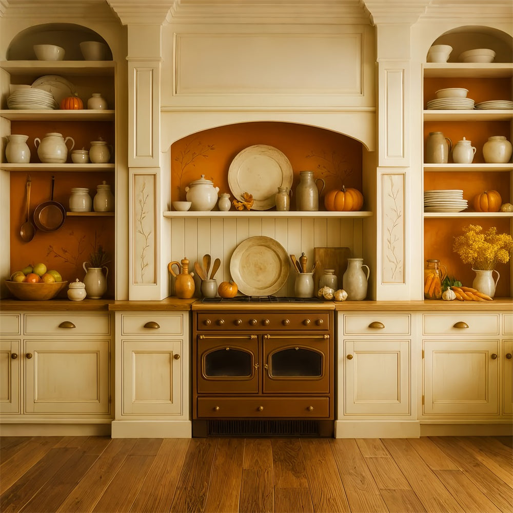 Toile de fond Deco Automne Cuisine Récolte Rustique Étagères LXX59-273