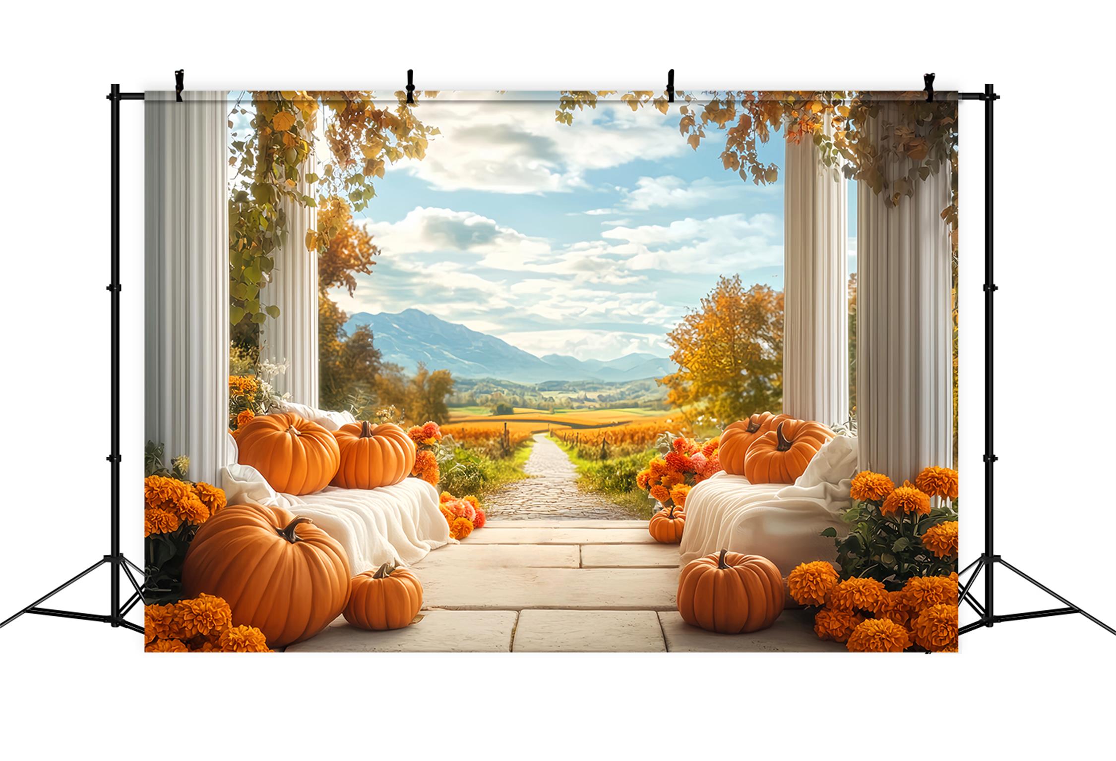 Toile de fond Deco Automne Vue Montagne Décor Automnal LXX59-277