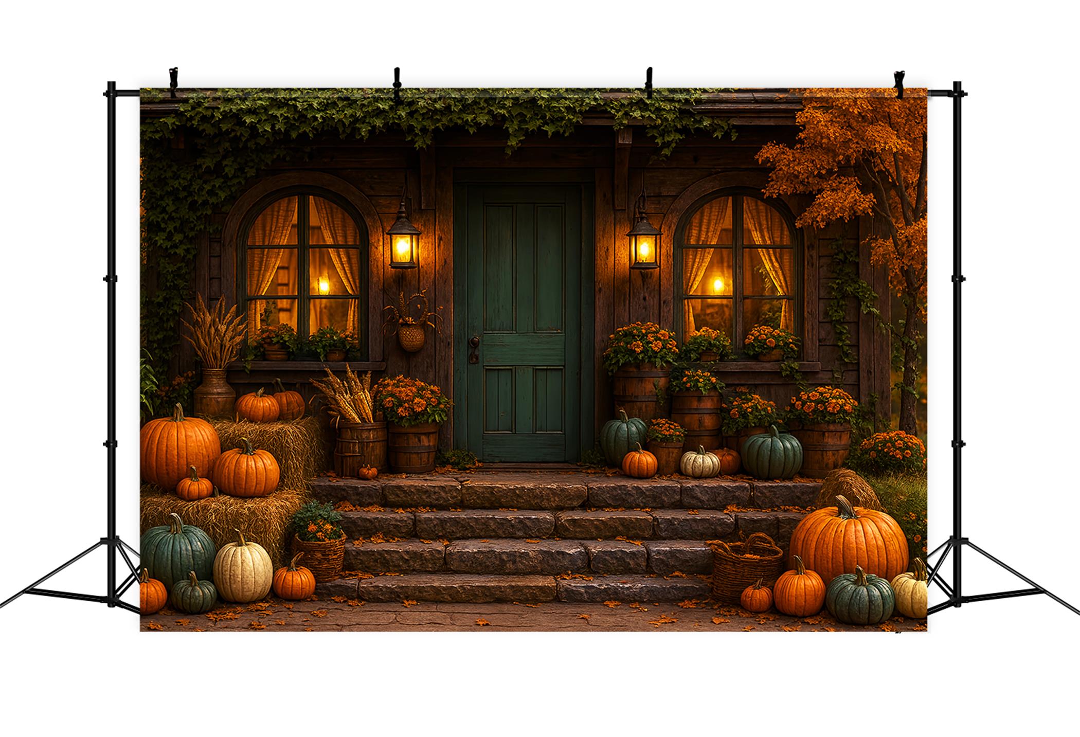 Toile de fond Photo Automne Véranda Confort Automnale Citrouilles LXX59-279