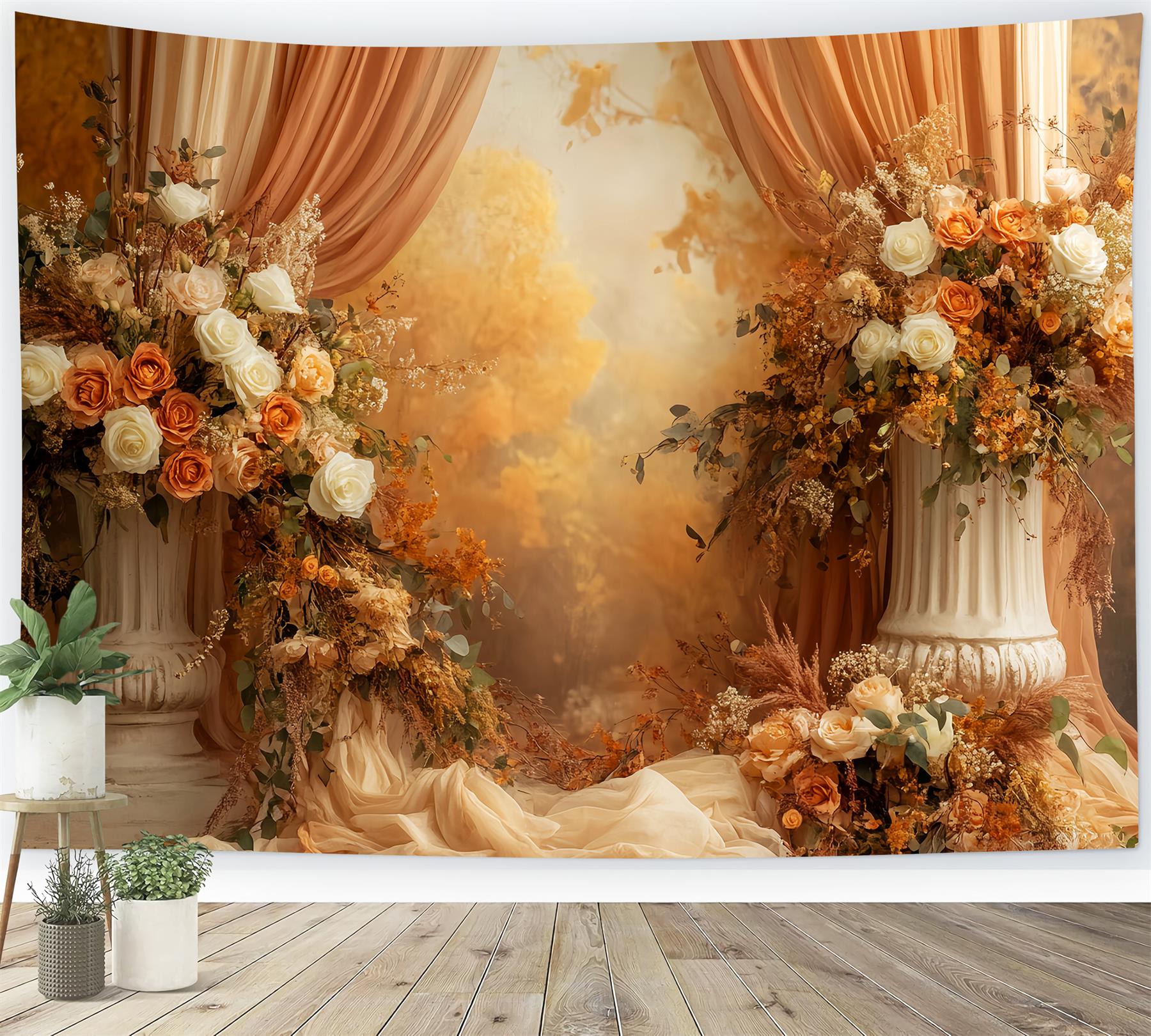 Toile de fond Deco Automne Floral Vintage Arche Présentation LXX59-282