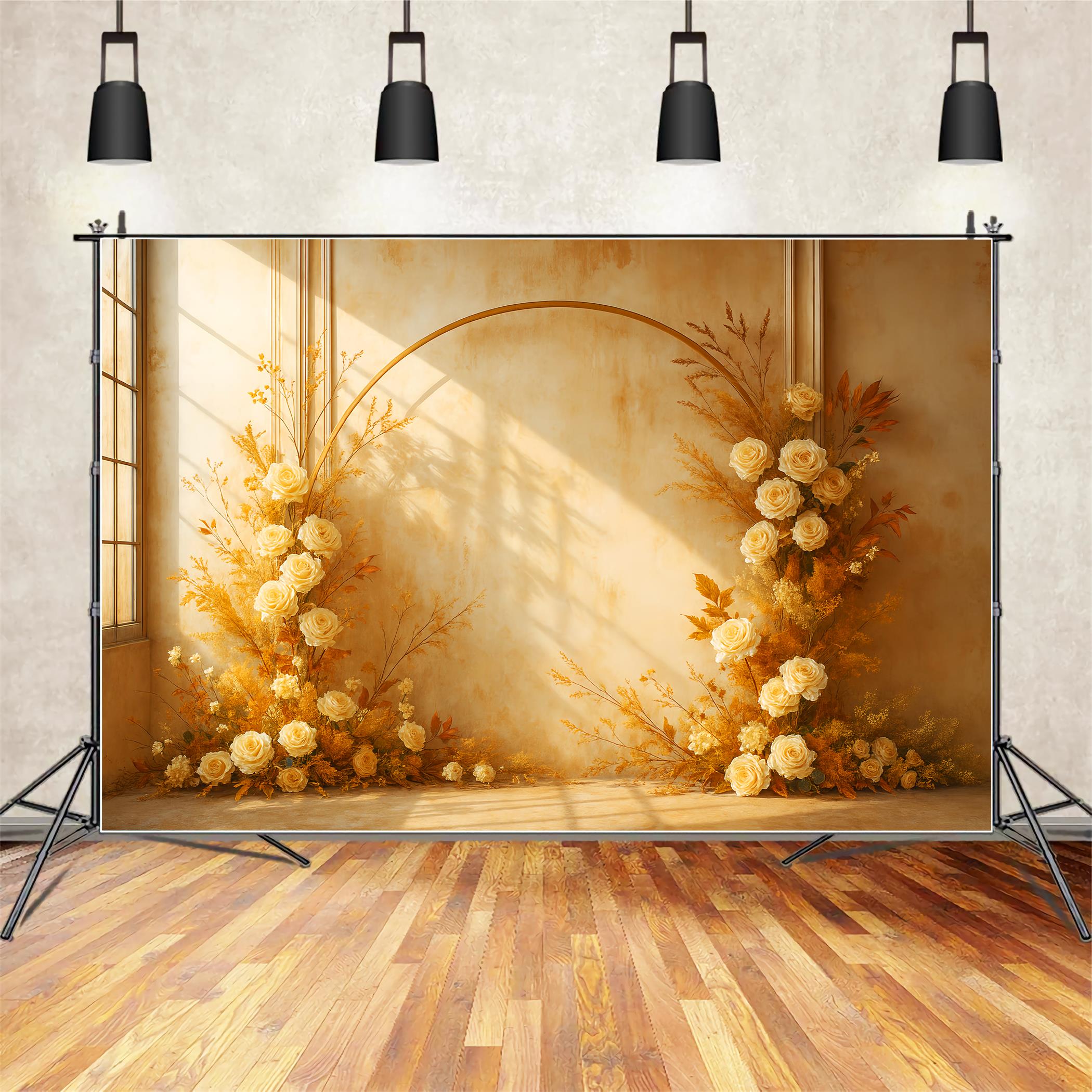 Toile de fond Photo Automne Floral Doré Arche Automnale LXX59-283