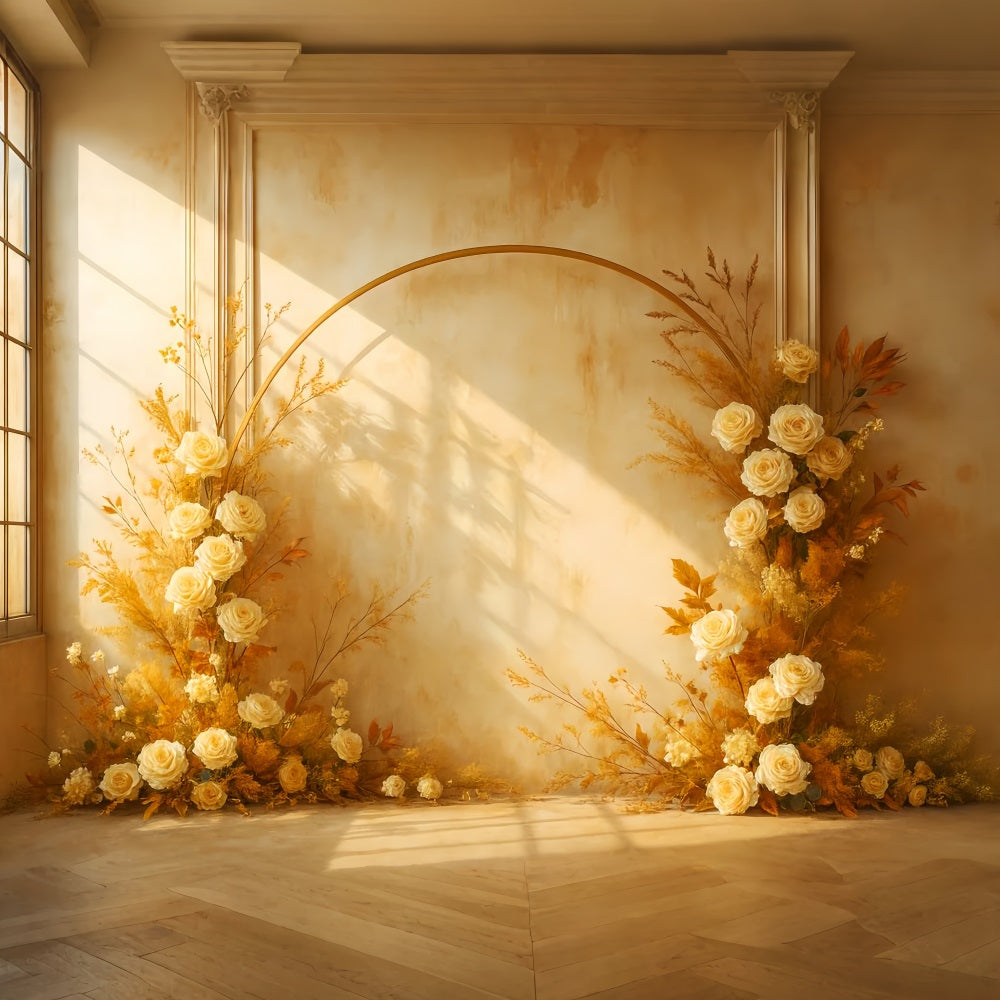Toile de fond Photo Automne Floral Doré Arche Automnale LXX59-283