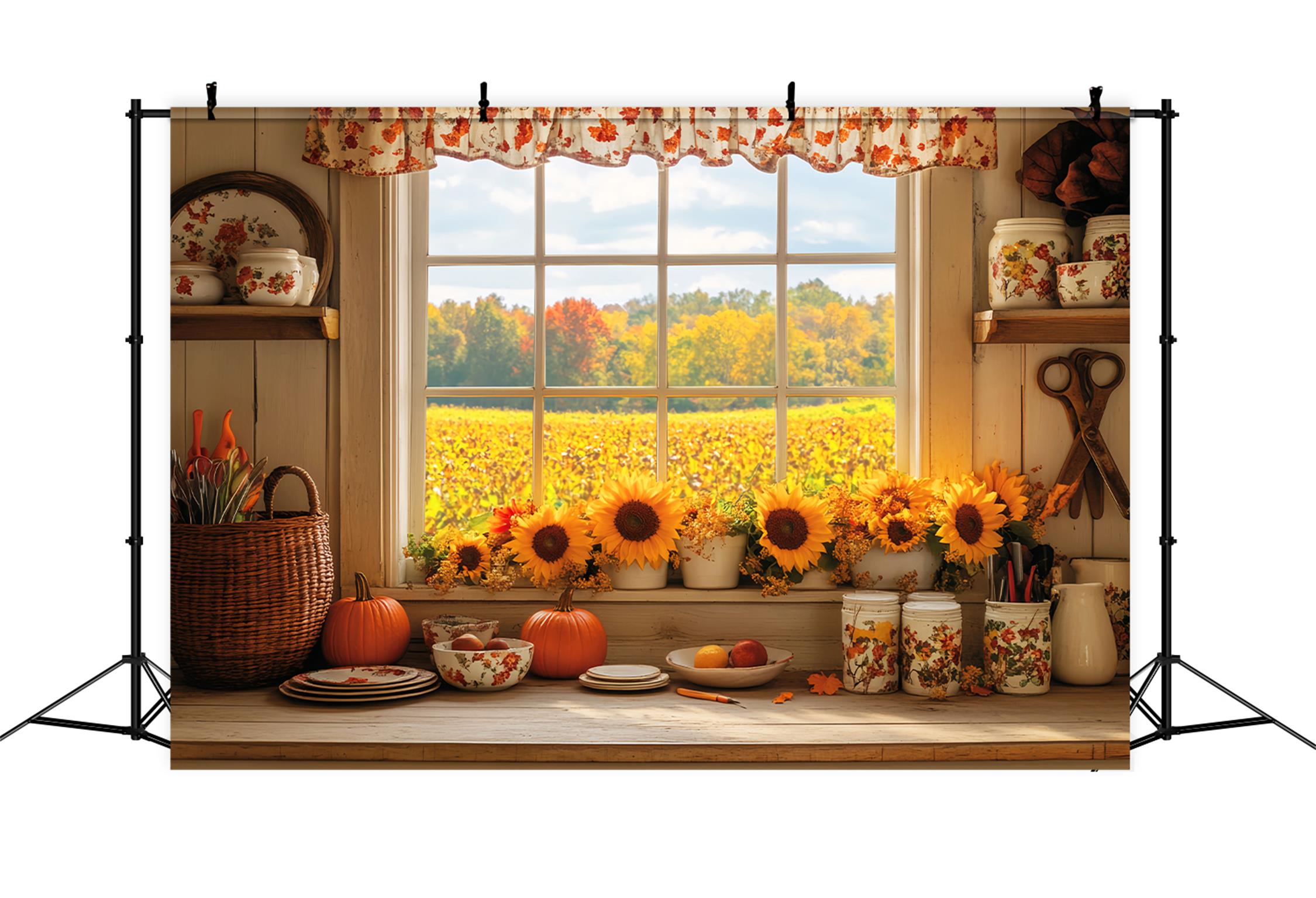 Toile de fond Photo Automne Cuisine Confort Tournesols Automne LXX59-291