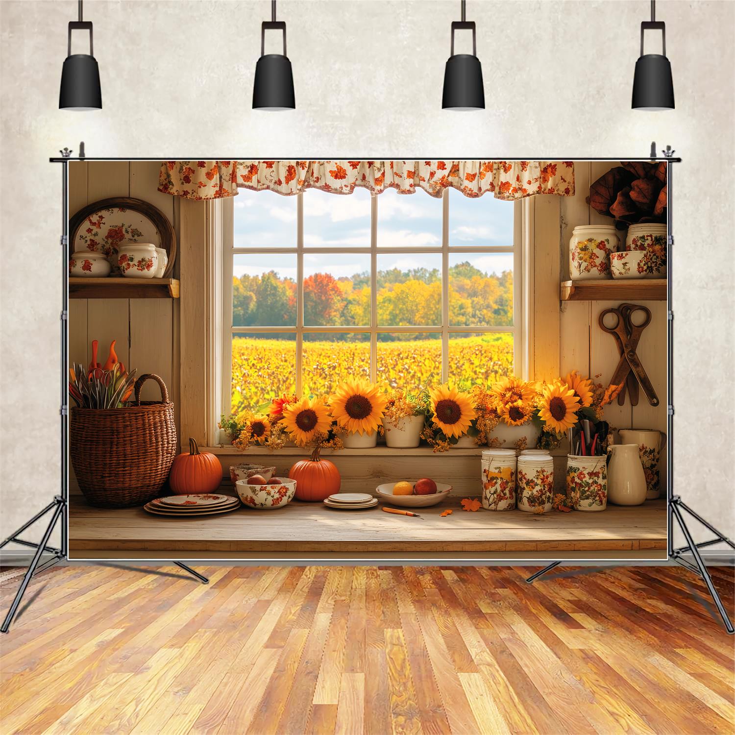 Toile de fond Photo Automne Cuisine Confort Tournesols Automne LXX59-291