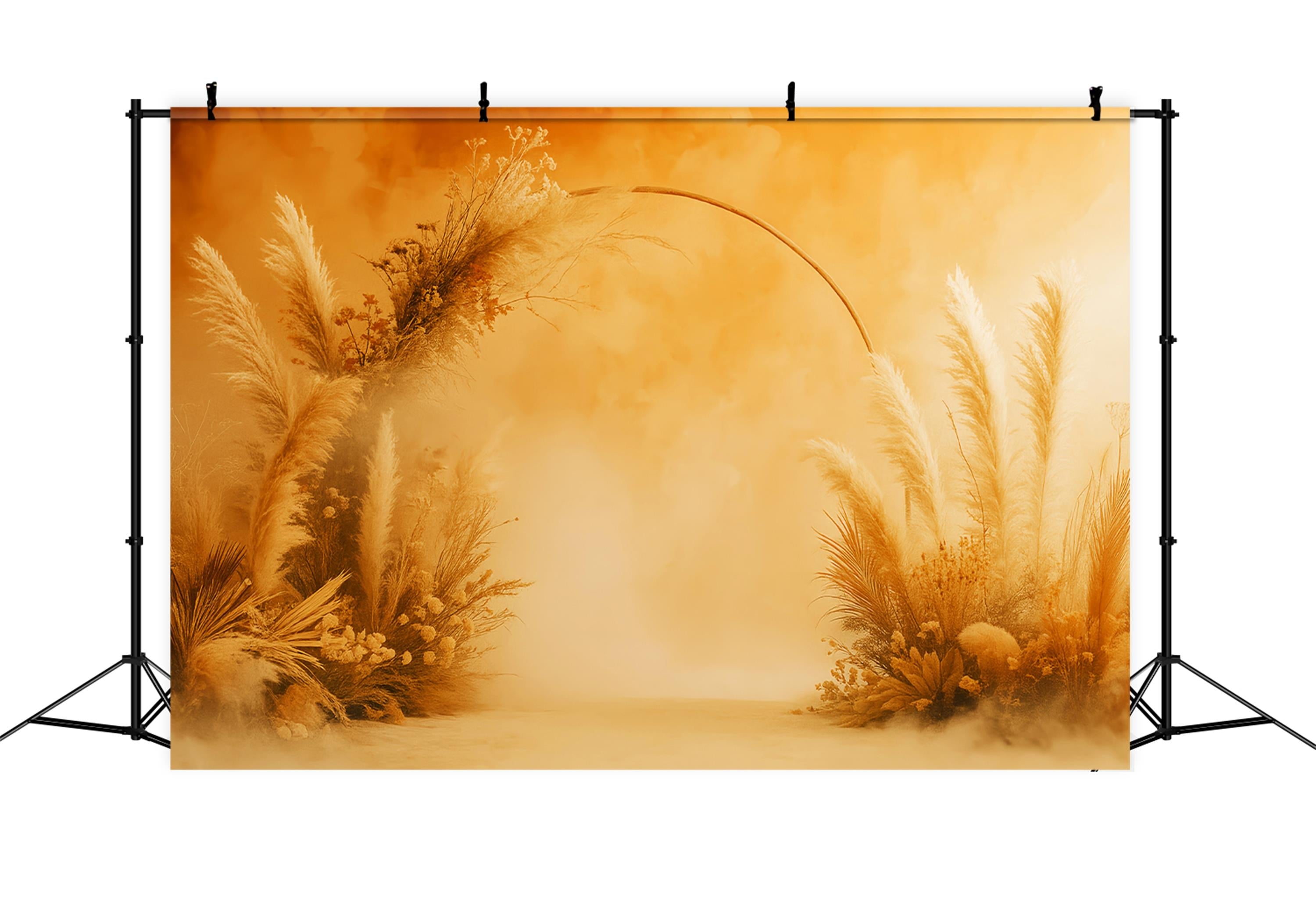 Toile de fond Automne Bohème Arche Herbes Pampas Dorées LXX59-293