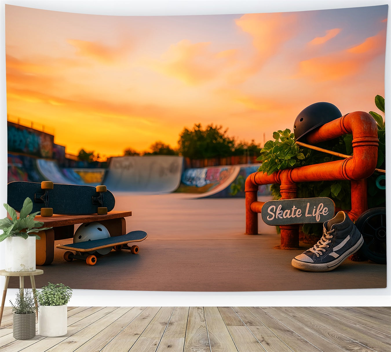 Fond sportif Coucher de soleil Skatepark Fond sportif pour la photographie LXX59-311