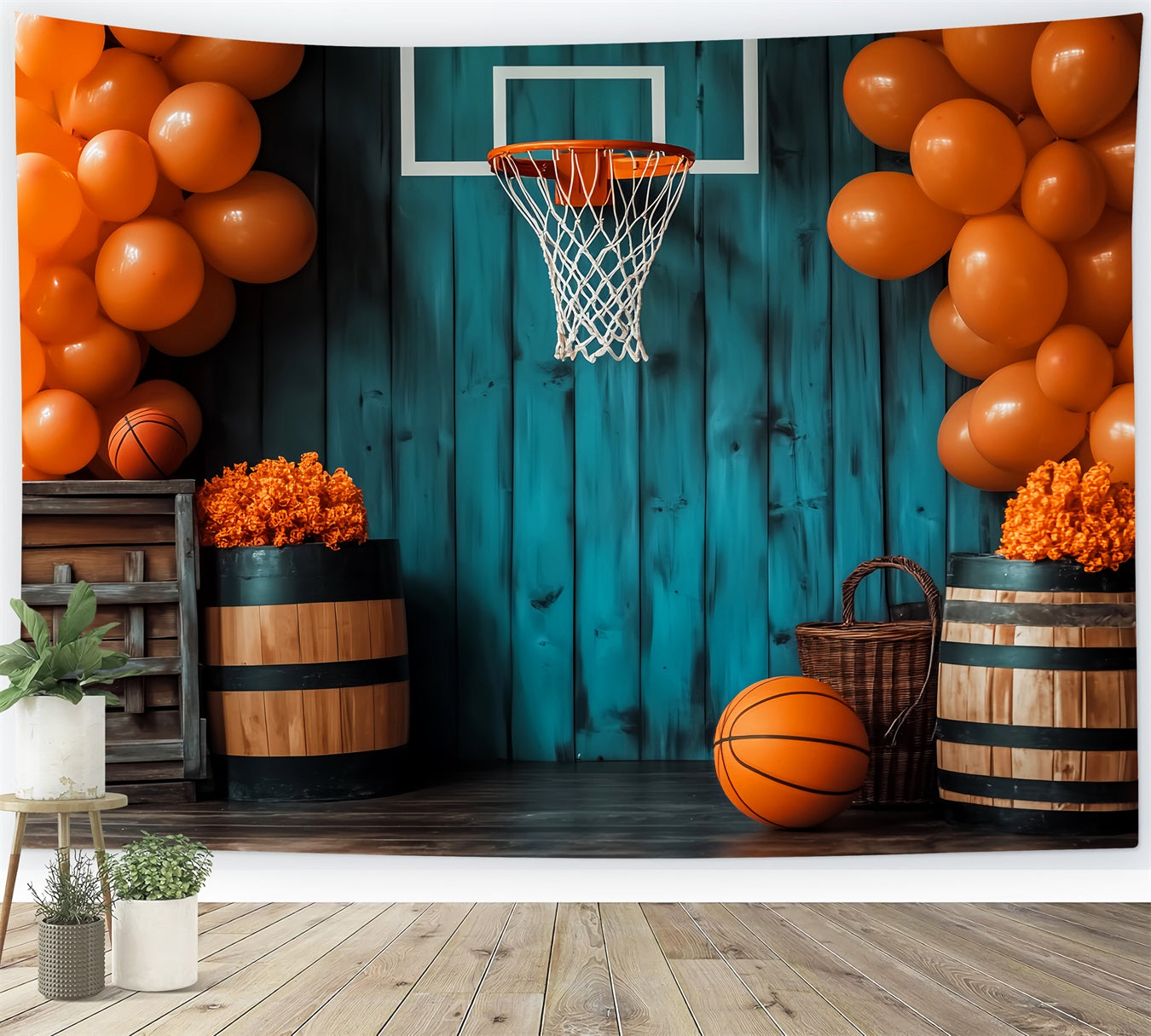 Fond sportif rustique Panier de basket Ballons Fond basket-ball LXX59-313