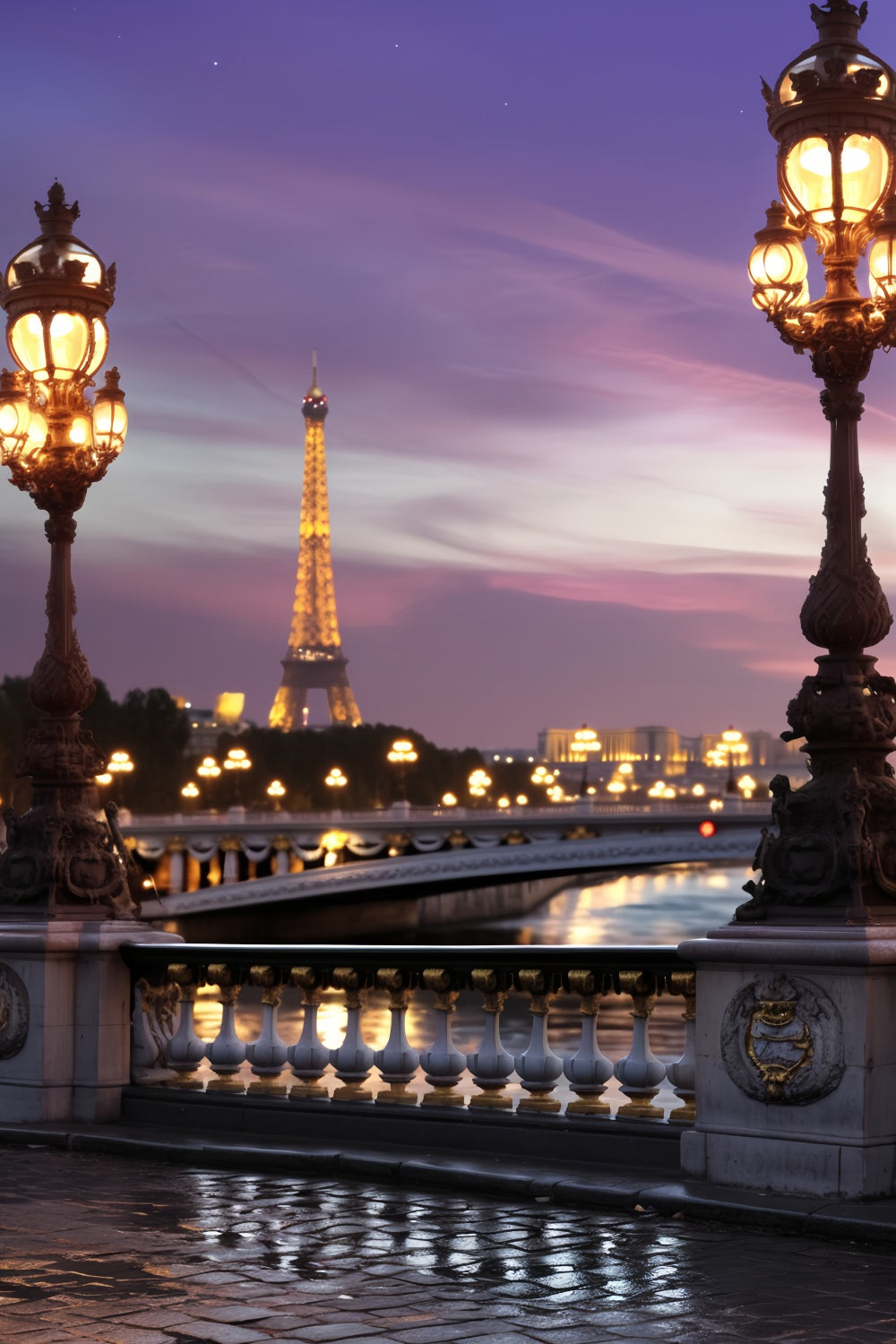 Toile de fond Paris Tour Eiffel Crépuscule Pont Photos LXX59-32