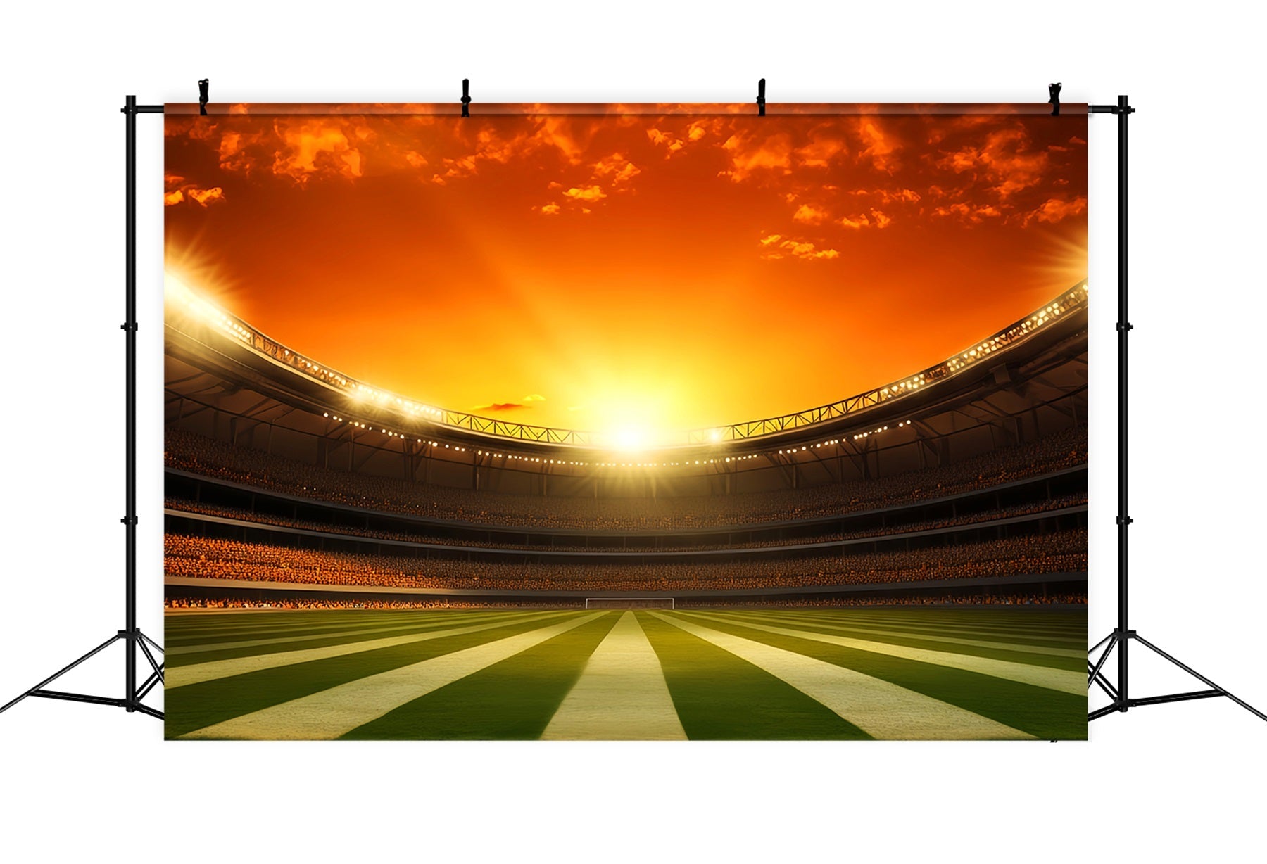 Toiles de fond pour le football Toile de fond sportive pour stade de football au coucher du soleil LXX59-330