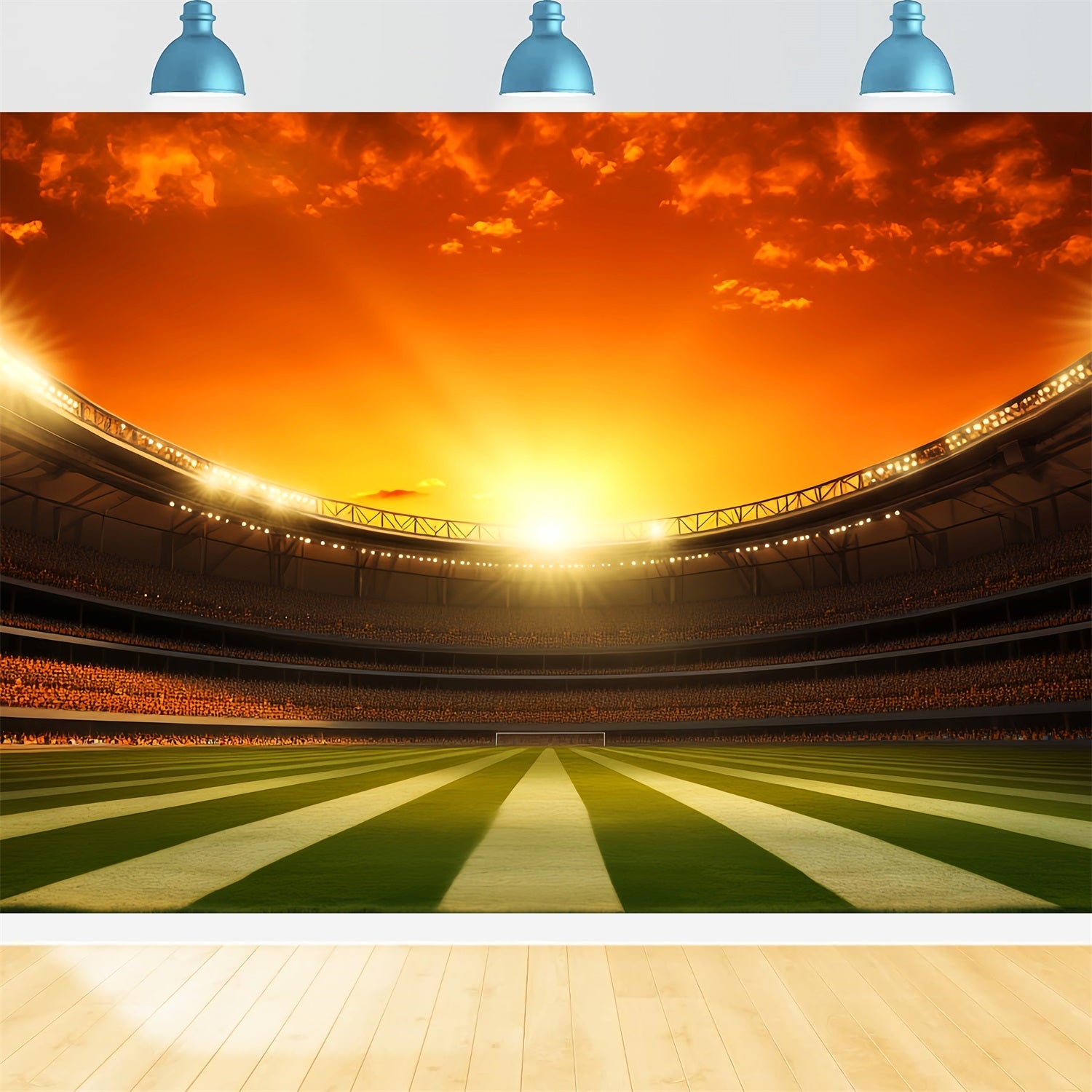 Toiles de fond pour le football Toile de fond sportive pour stade de football au coucher du soleil LXX59-330
