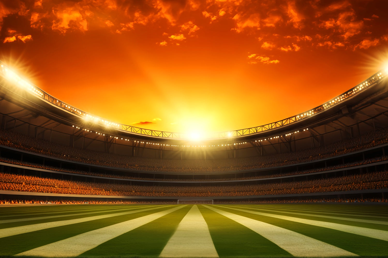 Toiles de fond pour le football Toile de fond sportive pour stade de football au coucher du soleil LXX59-330