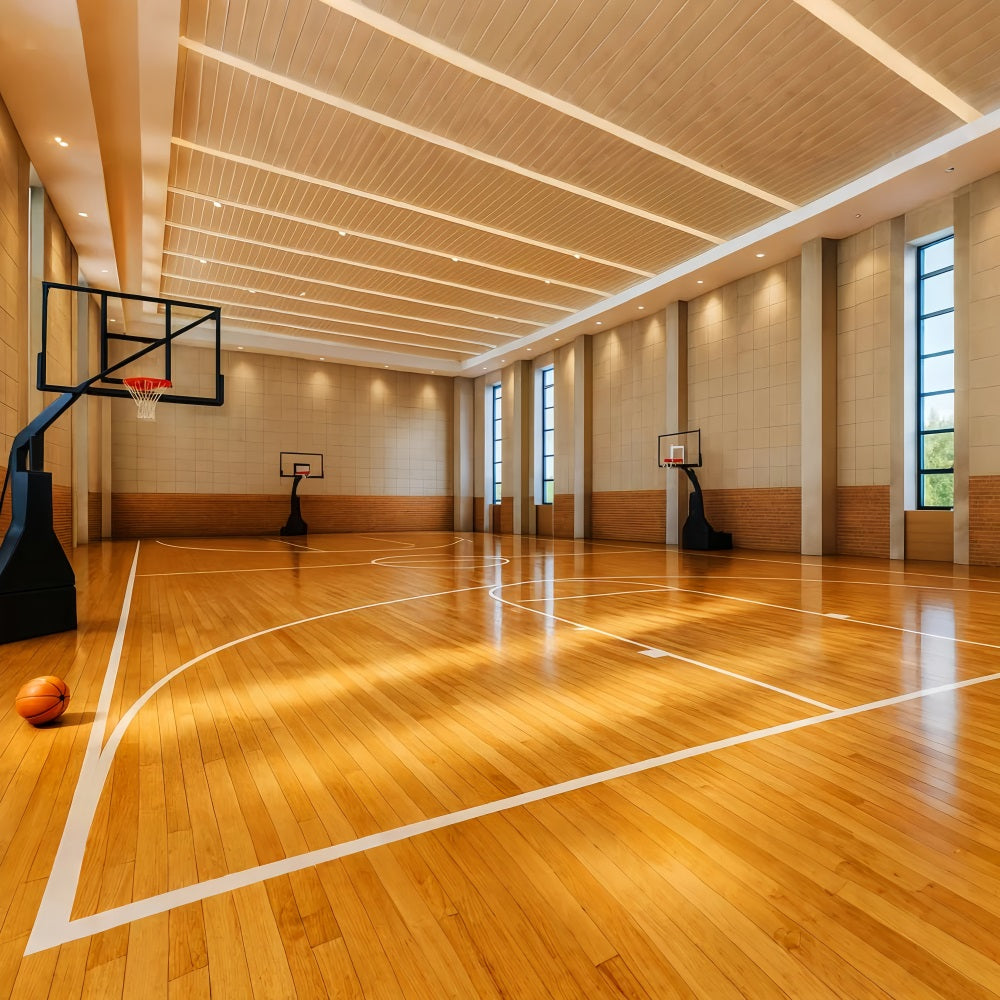 Fonds basket-ball Terrain de basket-ball intérieur moderne Fond football LXX59-337