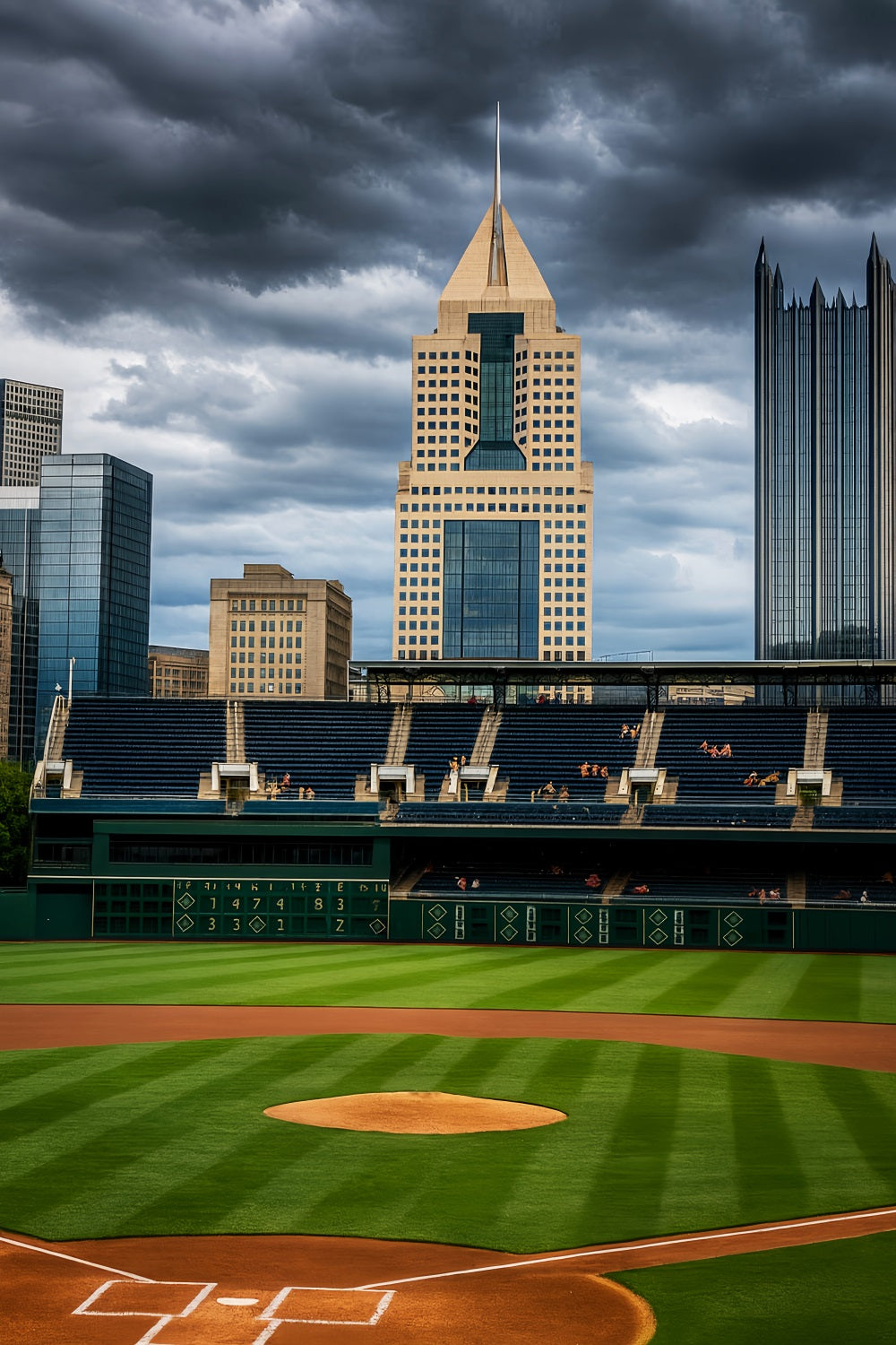 Fond sportif Horizon urbain Terrain de baseball Fond baseball LXX59-339