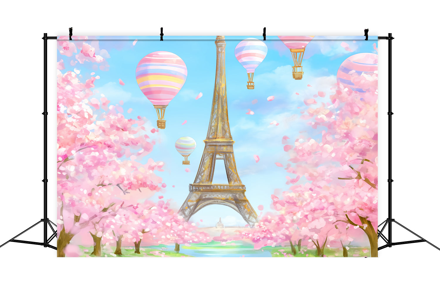Toile de fond Paris Tour Eiffel Ballons Fleurs Idées LXX59-34