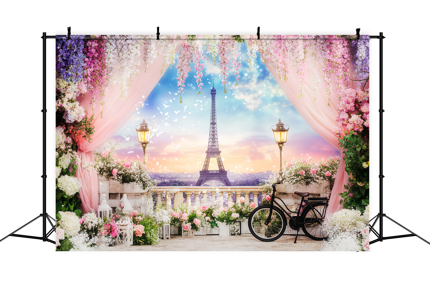 Toile de fond Paris Terrasse Fleurie Tour Eiffel Europe LXX59-39