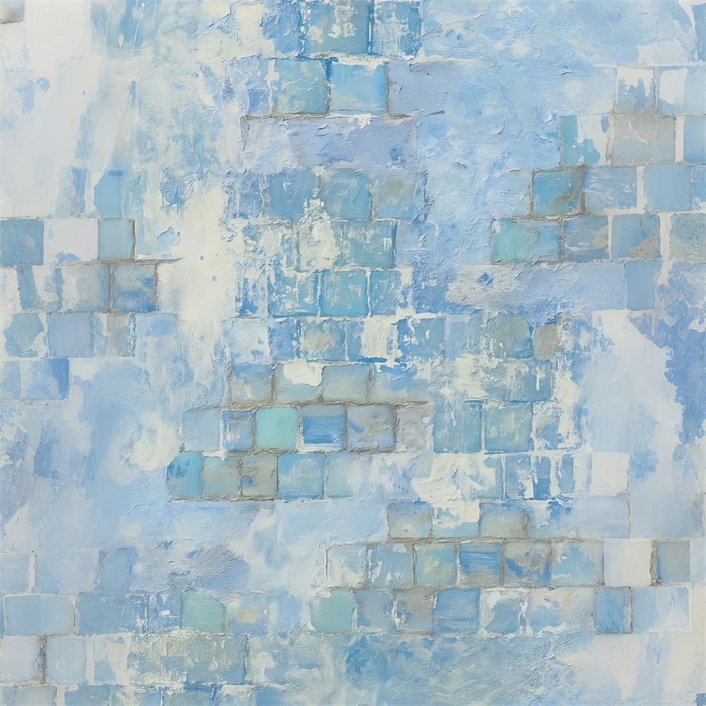 Fond mur en béton Texture brique bleu clair Fonds pour portraits LXX59-444