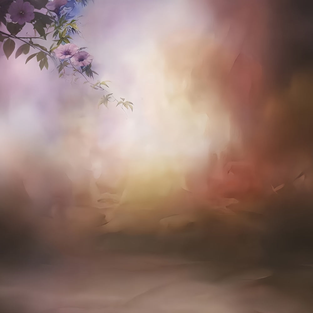 Fond pour portrait Fond pour portrait scolaire avec dégradé de couleurs chaudes et motif floral LXX59-467