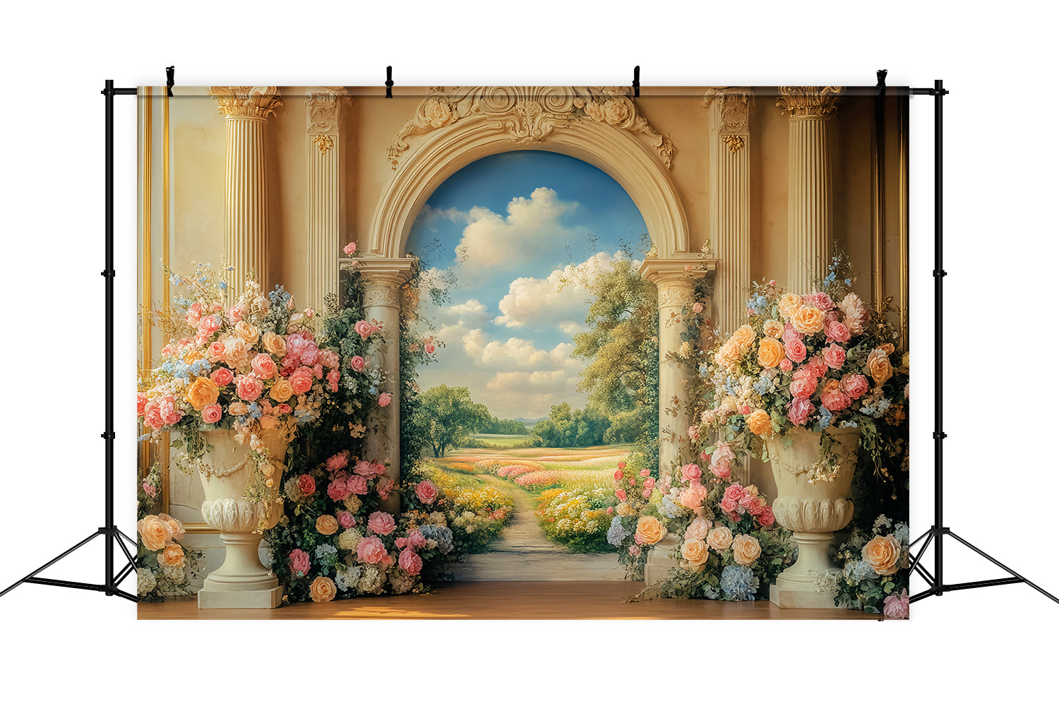 Toile de fond Paris Arche Fleurie Prairie en Fleurs LXX59-53