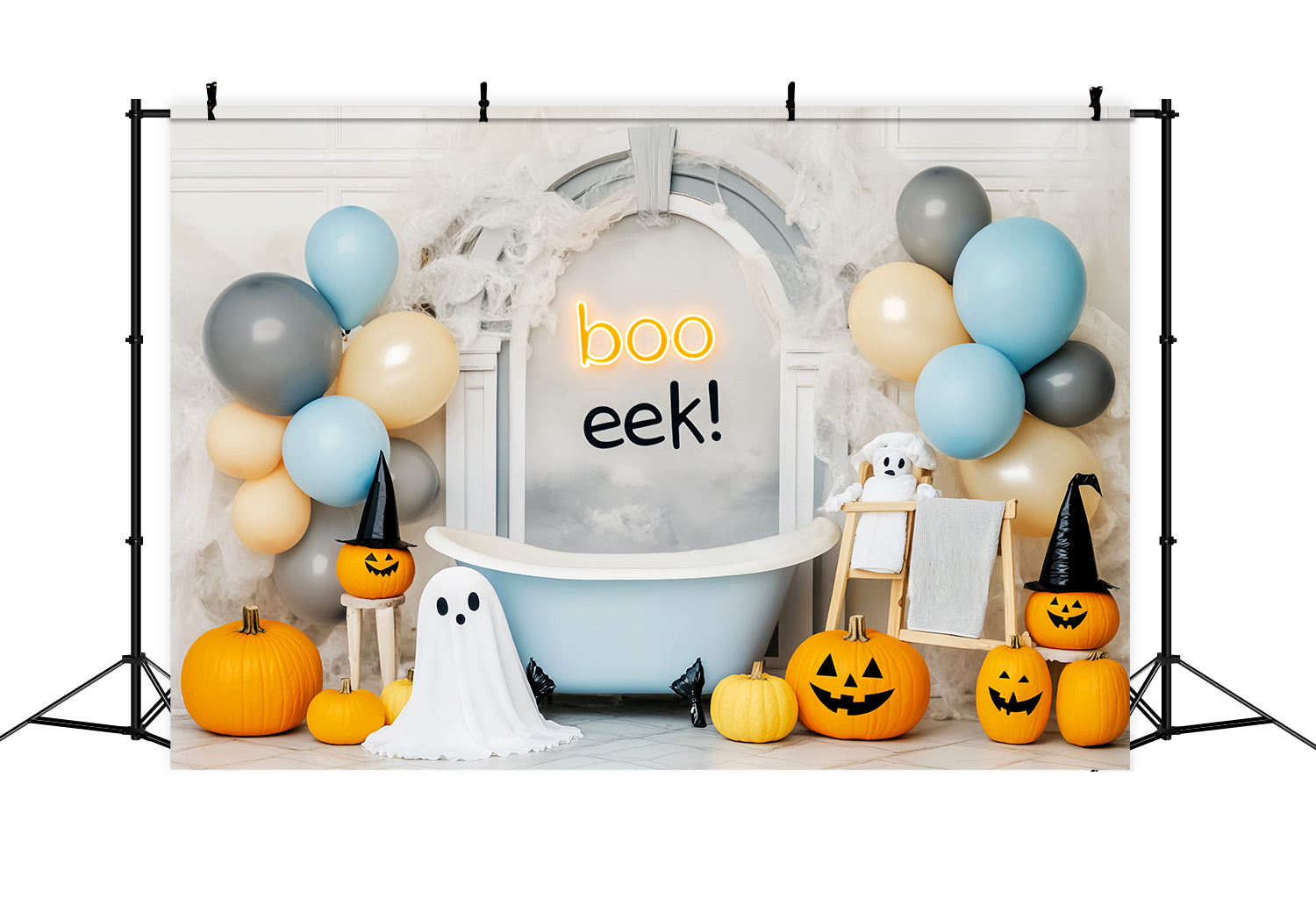 Toile Photo Halloween Fantôme Citrouilles Ballons Fantôme Baignoire Mignonne LXX59-86