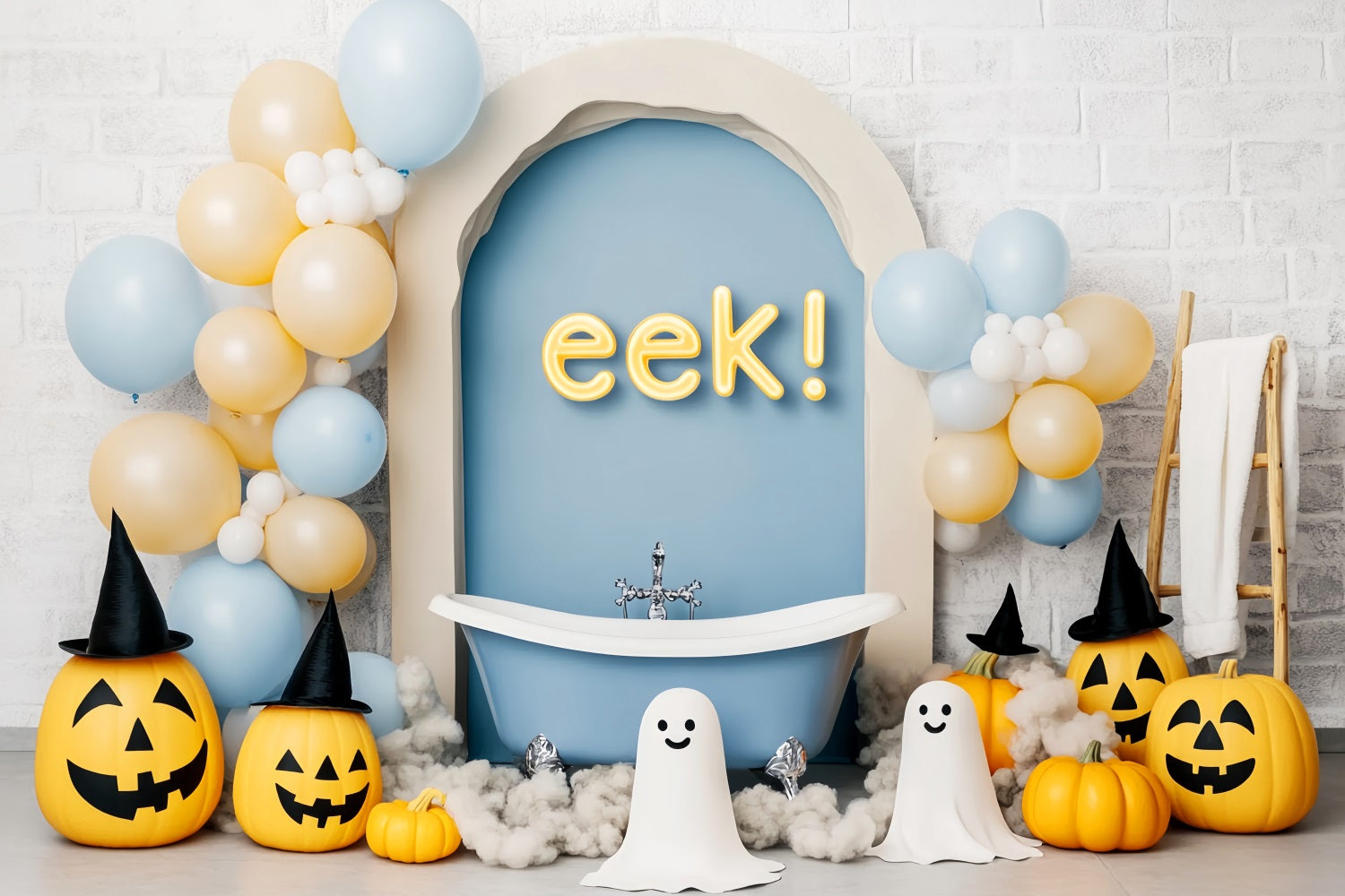 Toile De Fond Halloween Fantôme Fantômes Sourire Ballons Baignoire LXX59-87