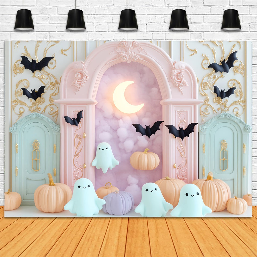 Toile De Fond Halloween Fantôme Pastel Fantôme Chauve-Souris Lune Mignon LXX59-89