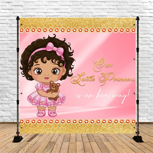 Toile de fond Baby Shower Fille Princesse Pailletée Dessin Animé LXX6-1