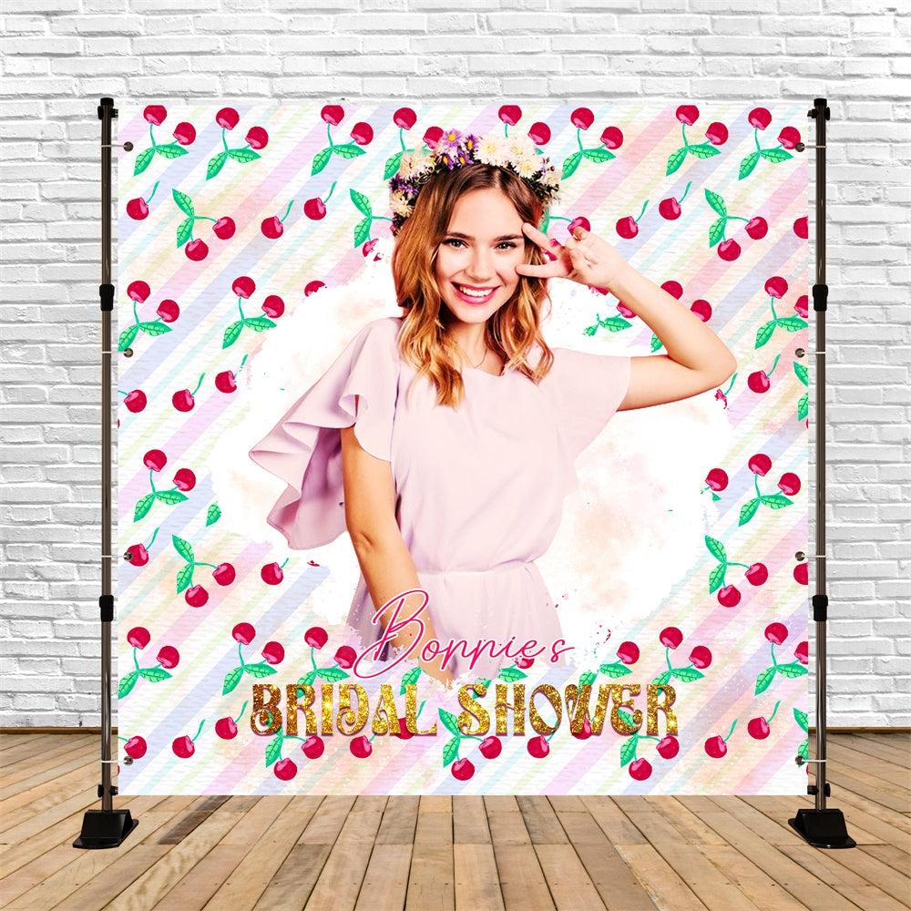 Toile de fond Bridal Shower Personnalisable Joie Cerise Enjouée LXX6-105