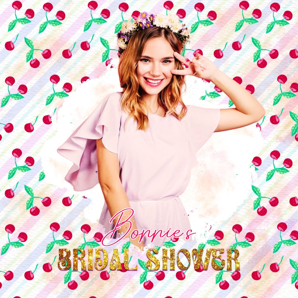 Toile de fond Bridal Shower Personnalisable Joie Cerise Enjouée LXX6-105