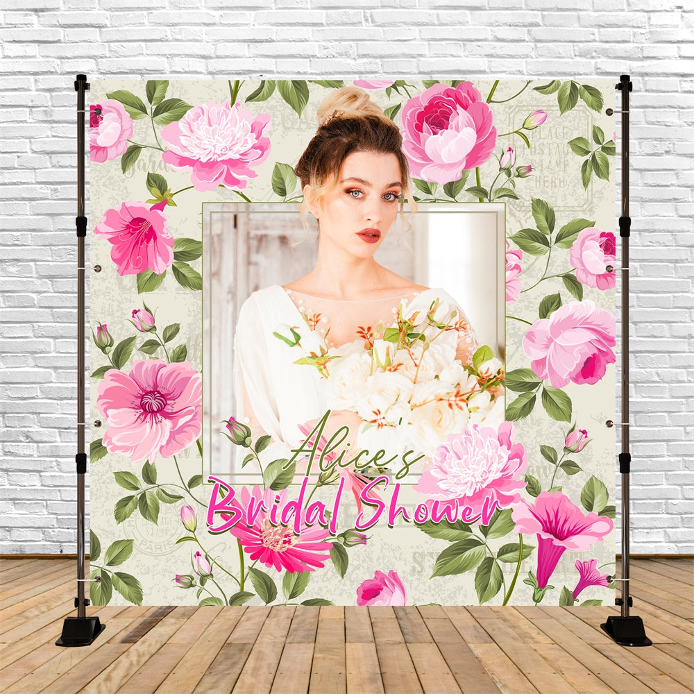 Toile de fond Bridal Shower Photo Personnalisable Romance Pivoine Rose LXX6-106