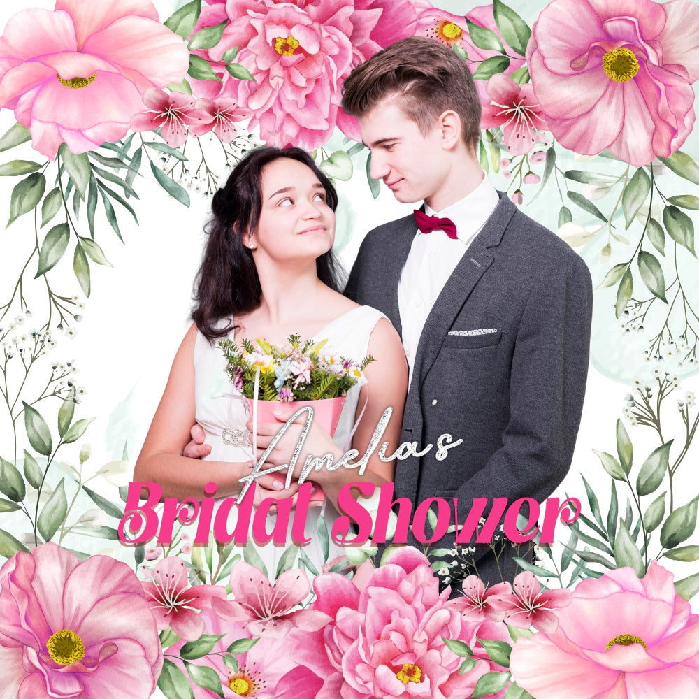 Toile de fond Bridal Shower Personnalisable Moment Romantique Floral LXX6-107