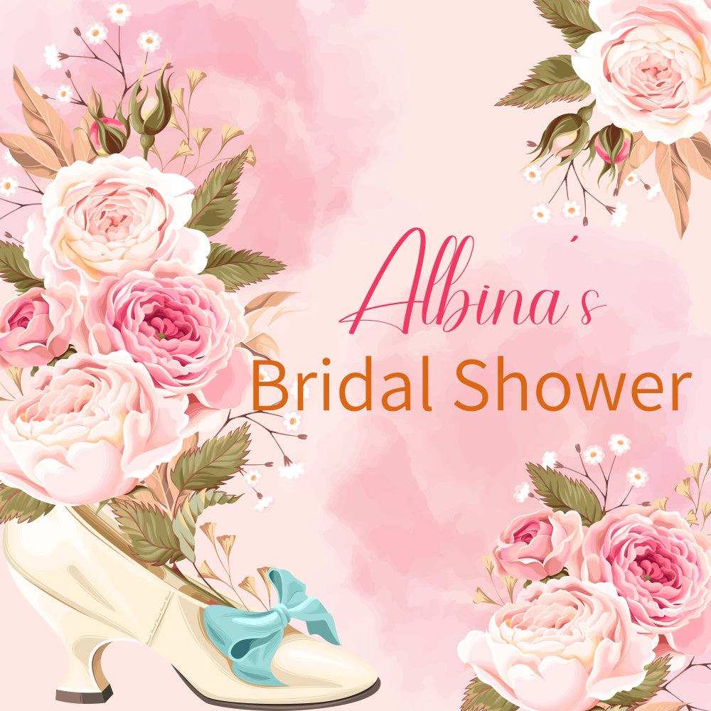 Toile de fond Bridal Shower Personnalisable Romance Rose Vintage LXX6-109