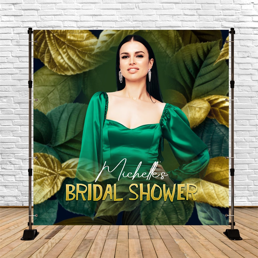 Toile de fond Bridal Shower Photo Personnalisable Feuilles Beauté Audacieuse LXX6-112