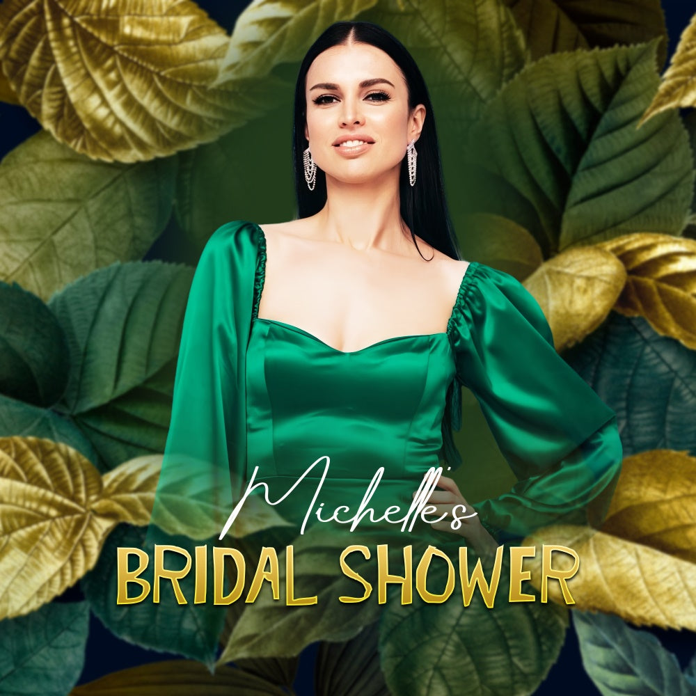 Toile de fond Bridal Shower Photo Personnalisable Feuilles Beauté Audacieuse LXX6-112