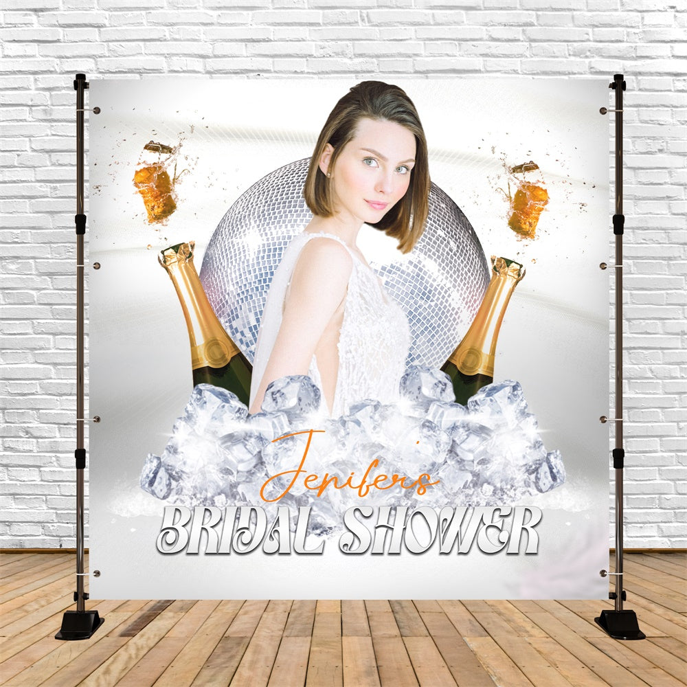 Toile de fond Bridal Shower Personnalisable Ambiance Disco Champagne LXX6-114