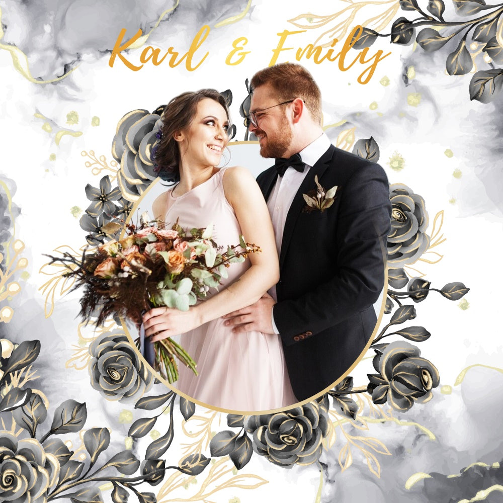 Toile de fond Mariage Personnalisée Élégance Rose Noire LXX6-117