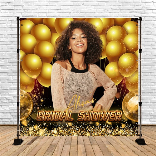 Toile de fond Bridal Shower Personnalisable Ballon Glam Doré LXX6-121