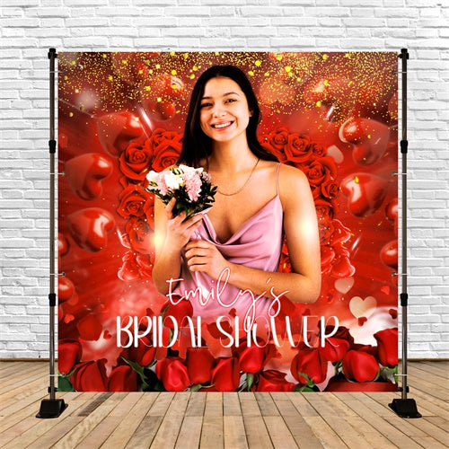 Toile de fond Bridal Shower Personnalisable Jardin de Roses Scintillant LXX6-124