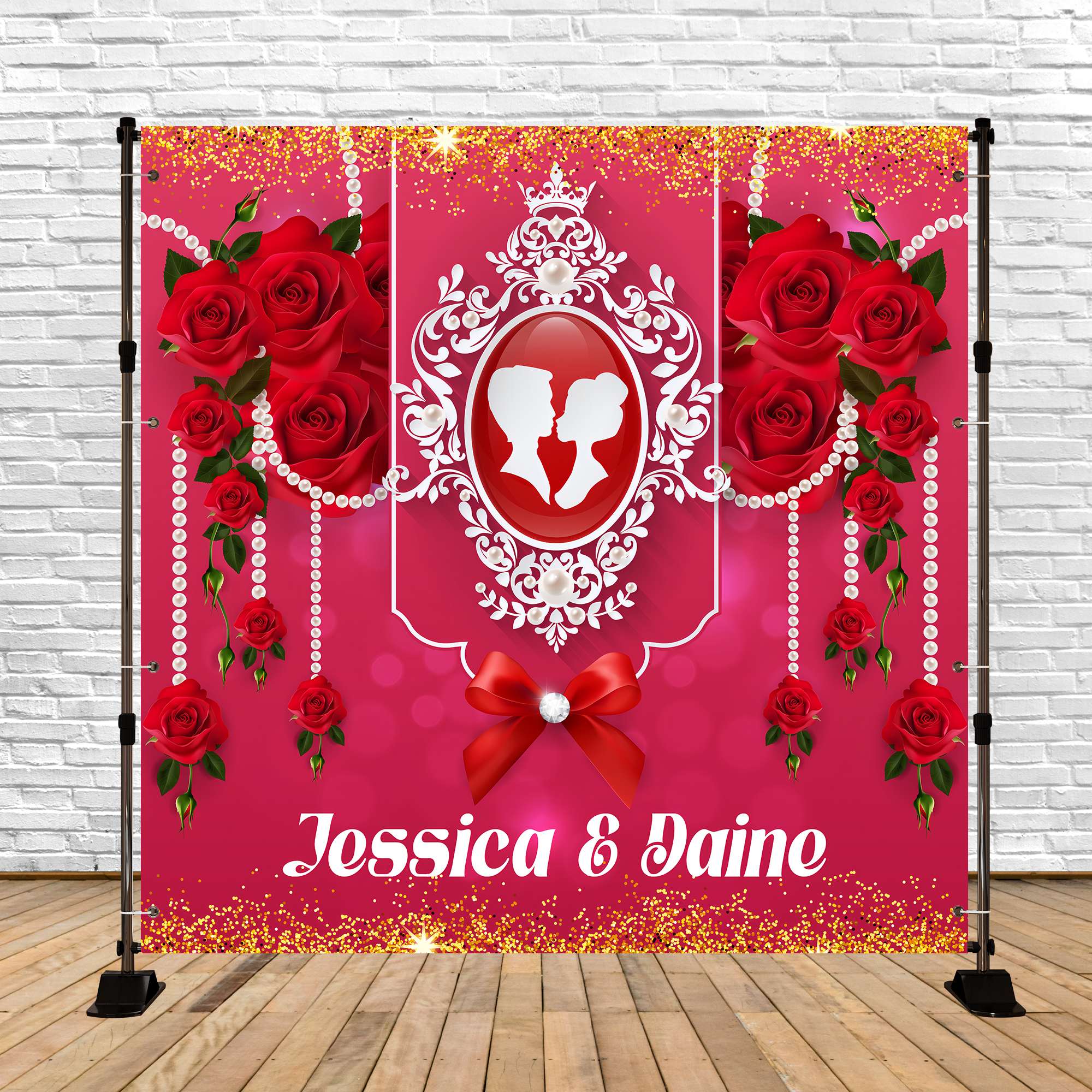 Toile de fond Mariage Photo Rose Enchantée Perle Personnalisée LXX6-128