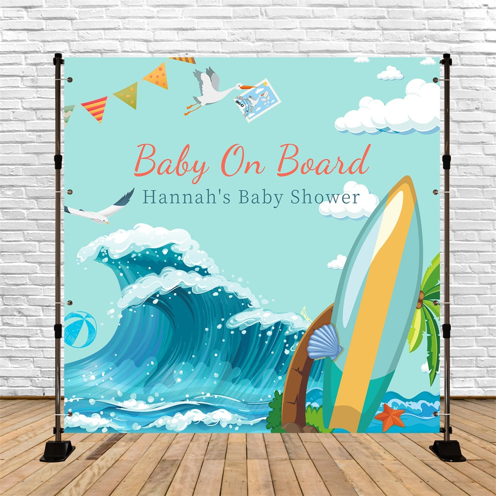 Toile de fond Baby Shower Aventure Océan Tropical Personnalisée LXX6-14
