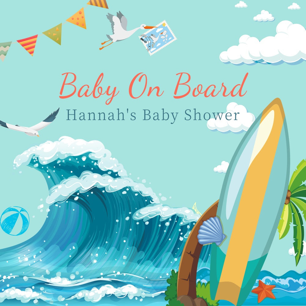 Toile de fond Baby Shower Aventure Océan Tropical Personnalisée LXX6-14