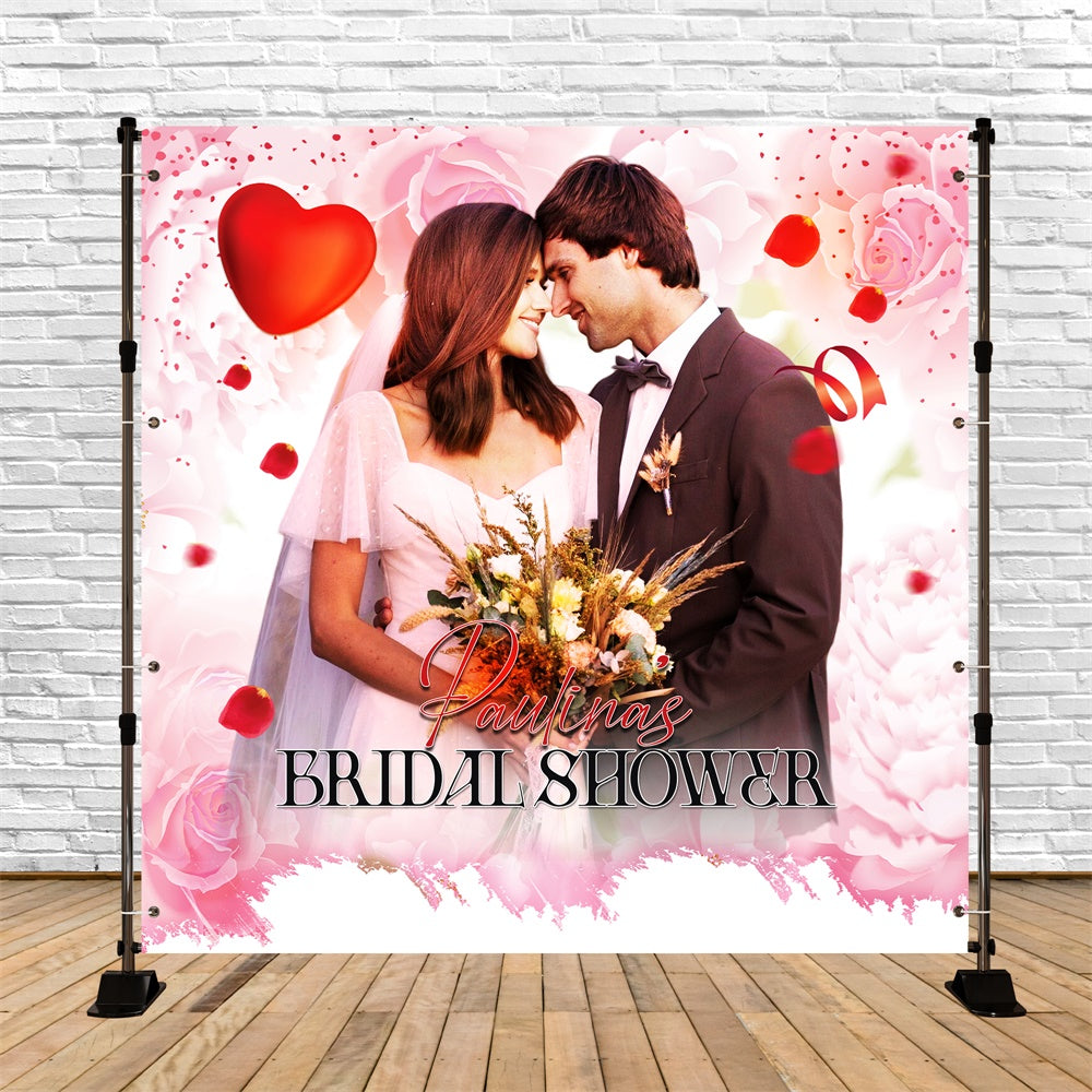 Toile de fond Bridal Shower Photo Personnalisable Romance Rose Rose LXX6-141
