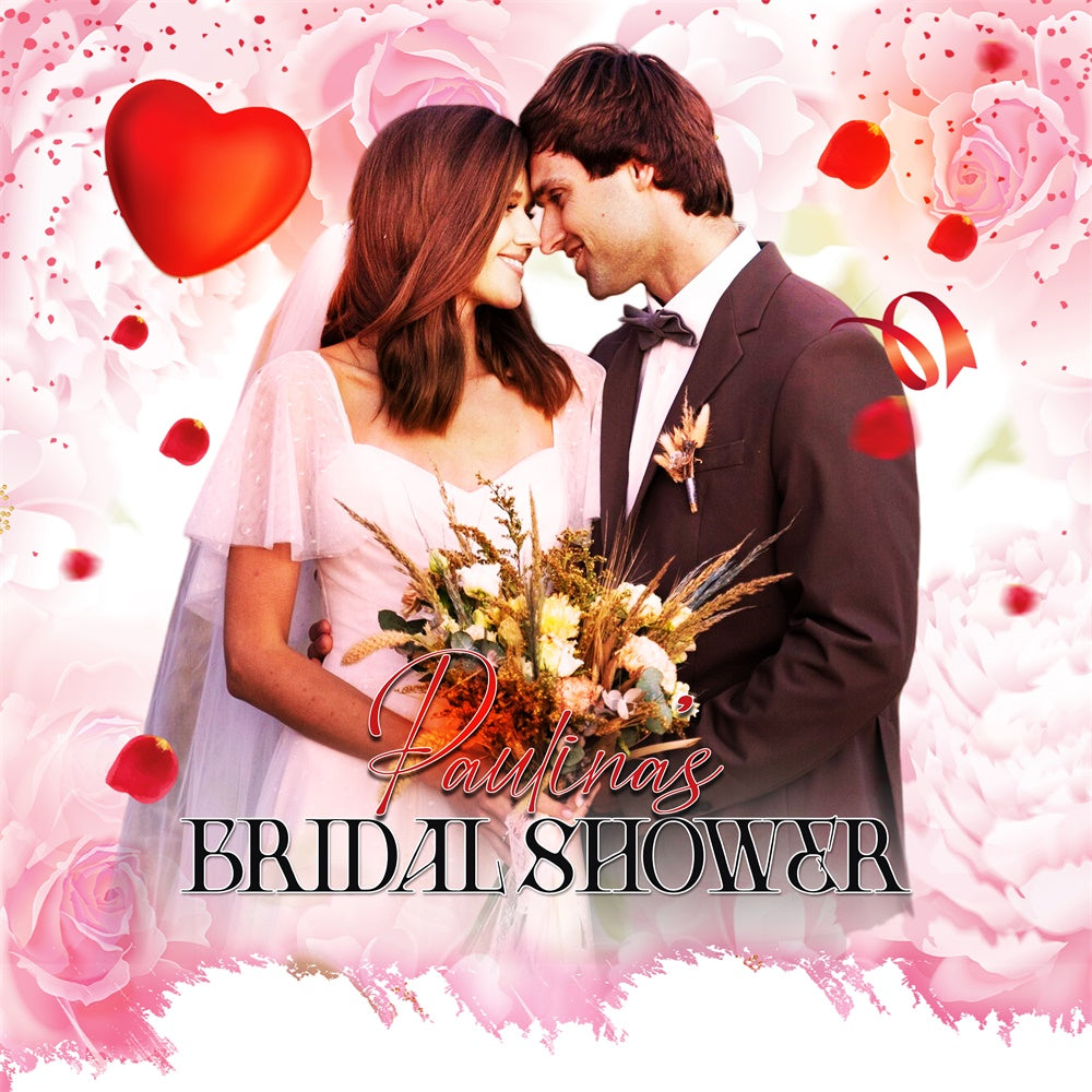 Toile de fond Bridal Shower Photo Personnalisable Romance Rose Rose LXX6-141