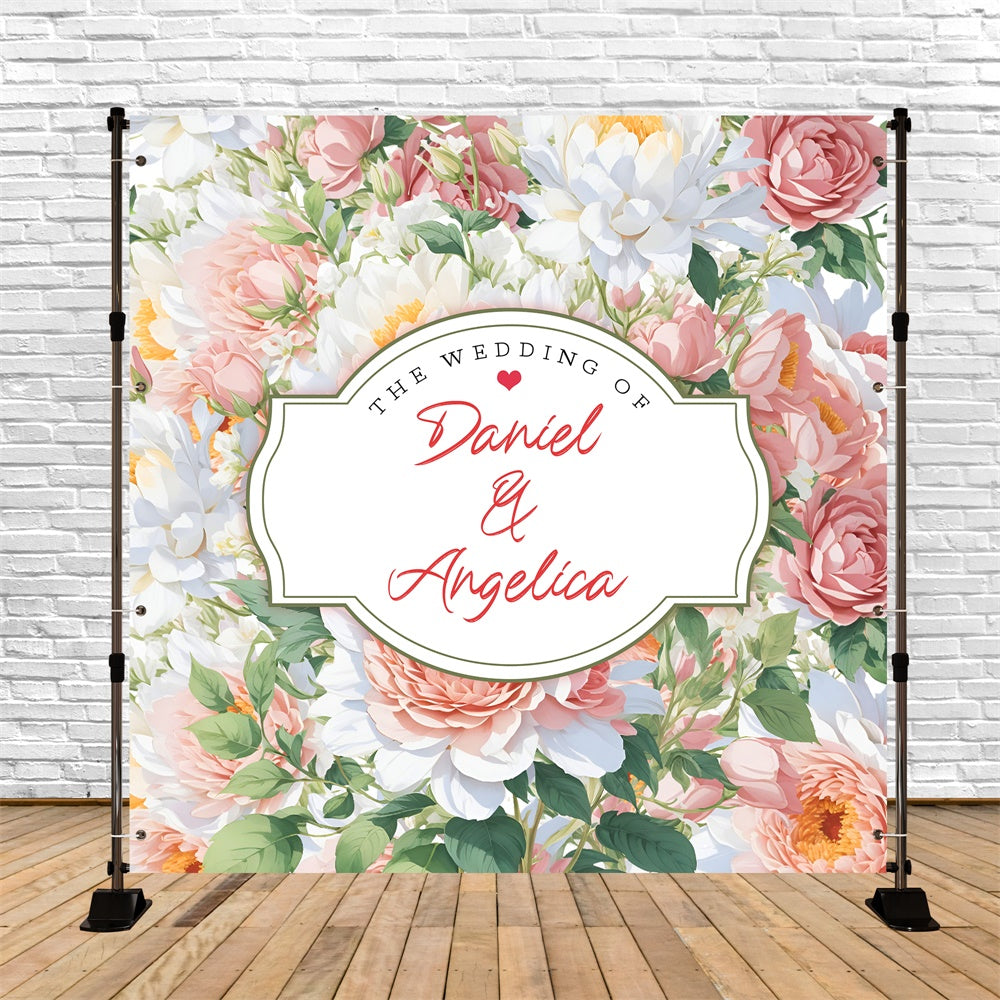 Toile de fond Mariage Personnalisée Harmonie Florale Luxuriante LXX6-145