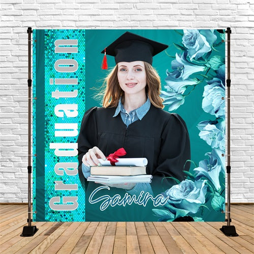 Toile de Fond de Graduation 2025 Pétale Bleu Personnalisée LXX6-153