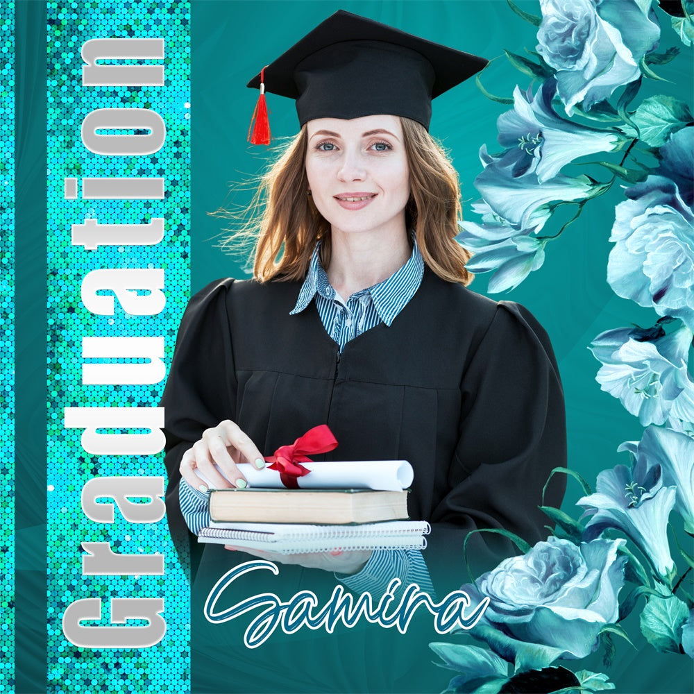 Toile de Fond de Graduation 2025 Pétale Bleu Personnalisée LXX6-153